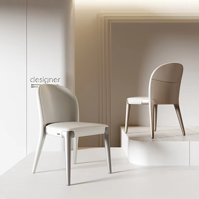 Modern Designer Leisure Chair In Beige And Light Brown Leather For Interior Display Stand 3d model