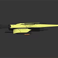 Futuristic Black And Yellow Spacecraft With Mechanical Arms And Blue Lights For Space Exploration