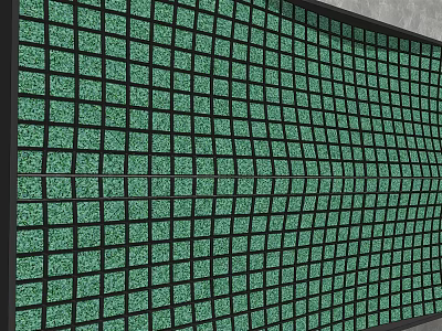 Lush Green Plant Wall With Black Grid Panels Creating Modern Vertical Garden Design 3d model
