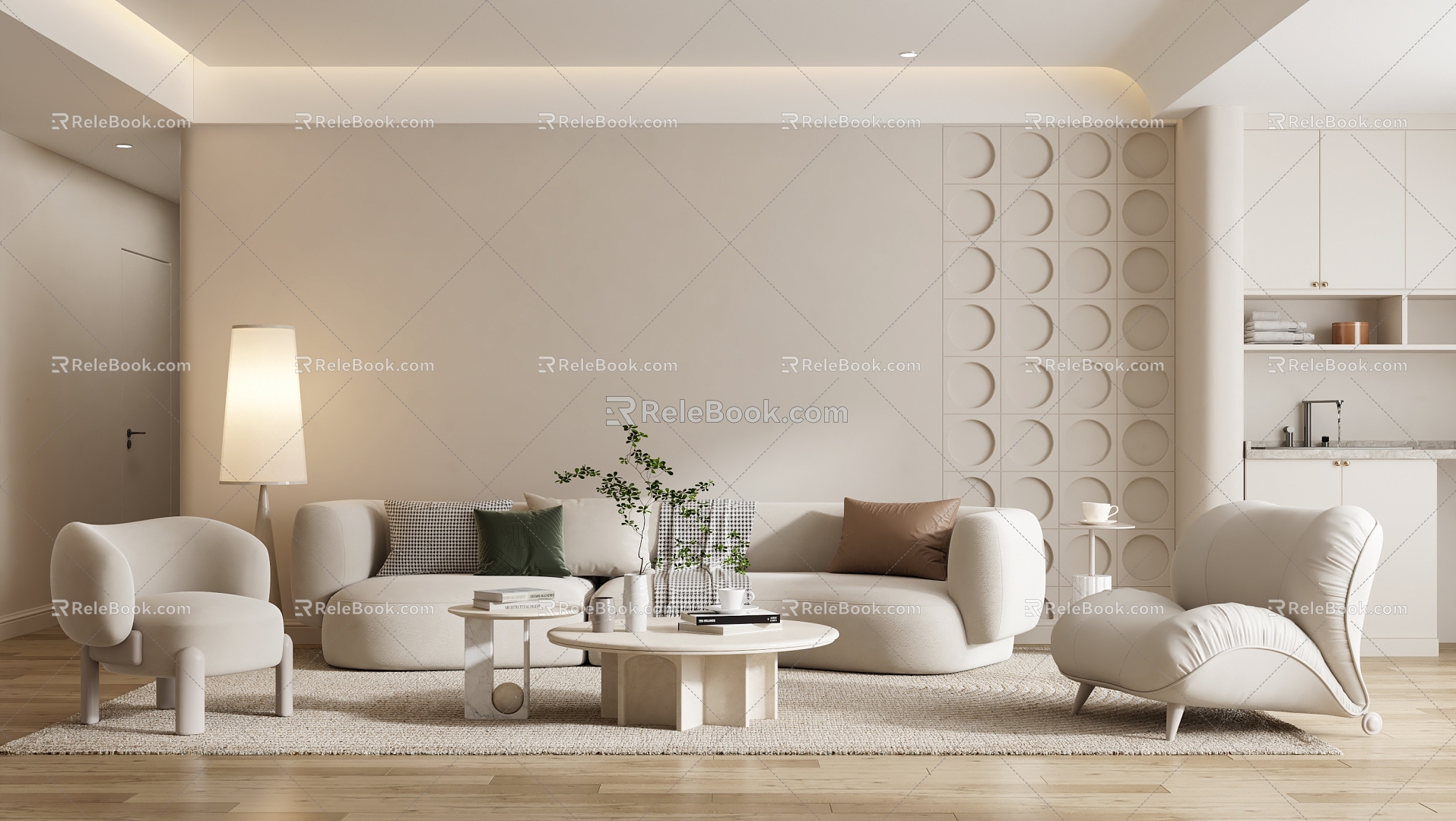 Cream wind living room Cream wind living room living room 3d model