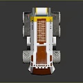 Futuristic Six Wheeled Rover With RV90 Logo Yellow White Roof Lights For Off Road Exploration