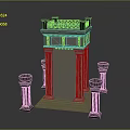 Elegant Classical Doorway Structure With Black And White Design Ornate Top And Flanking Columns
