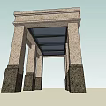 Landscape Pavilion With Stone Pillars And Architectural Roof Structure Design