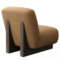 Brown Fabric Single Sofa With Modern Minimalist Design And Wooden Base
