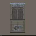 Architectural Component With Decorative Metal Railing And External Air Conditioner Unit