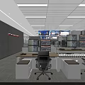 Modern Public Office Area With Workstations Multiple Computer Monitors And Staff Members 3d model