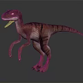 Realistic Red Brown Striped Dinosaur Character With Sharp Teeth Standing Pose 3d model