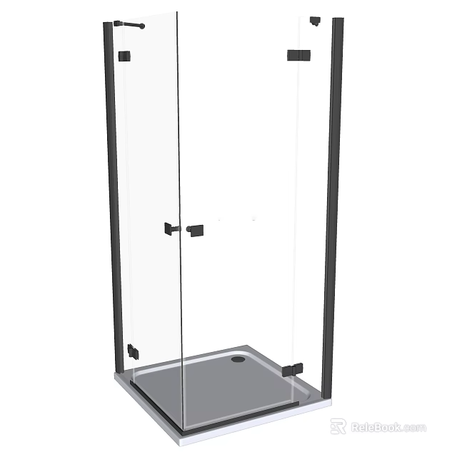 Shower Sauna Design With Glass Door Black Frame And Base Structure 3d model 