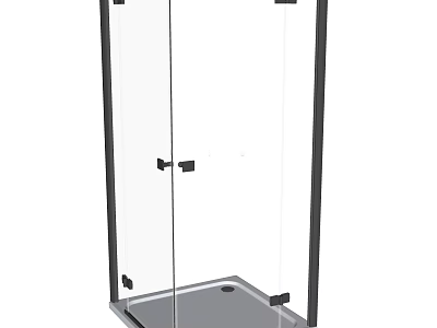 Shower Sauna Design With Glass Door Black Frame And Base Structure 3d model