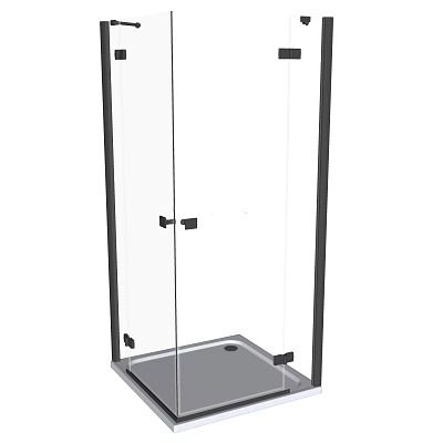 Shower Sauna Design With Glass Door Black Frame And Base Structure 3d model