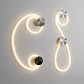 Modern Wall Lights With Curved LED Light Strips And Round Metal Bases On White Background