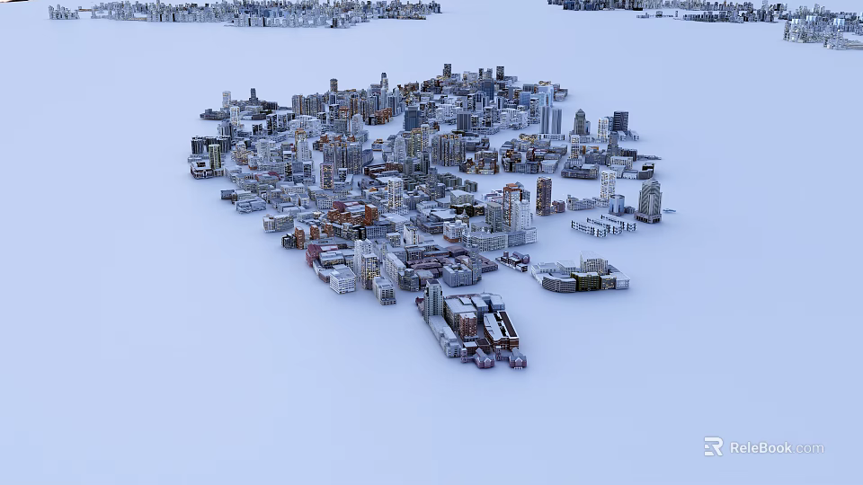 Aerial Urban Planning View With Detailed City Building Models And Layout Design 3d model 