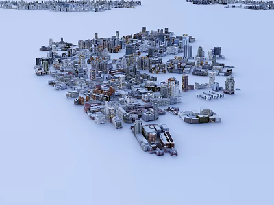 Aerial Urban Planning View With Detailed City Building Models And Layout Design 3d model