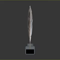Classic Feather Pen Inserted In Blue Inkwell On Gray Background With Clear Reflection 3d model