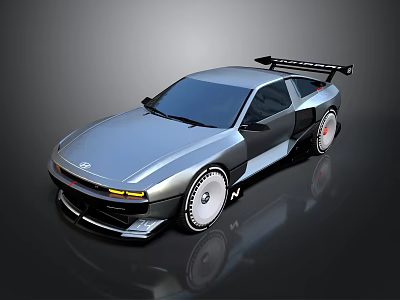 Silver Two Door Modified Sports Car With Rear Spoiler Alloy Wheels And Sleek Metallic Finish 3d model