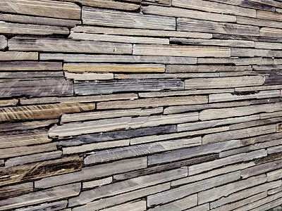 Building Exterior Wall With Woodgrain Slate Horizontal Arrangement And Natural Texture 3d model