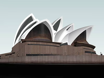 Iconic Sydney Opera House With White Shell Shaped Roofs And Brown Base 3d model