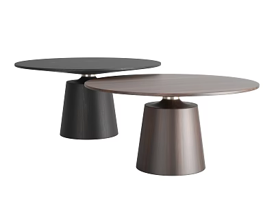 Modern Minimalist Coffee Tables with Round Tabletop and Conical Base in Black and Brown 3d model