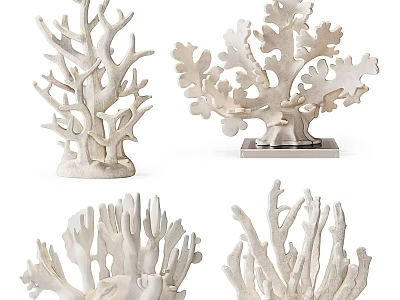 White Coral Shape Decorative Ornament Set With Elegant Design For Home Decoration 3d model