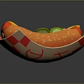 Playful Dog Enjoying Tasty Hot Dog In Paper Tray With Toppings