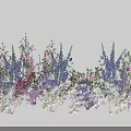 Floral Art Installation with Purple Pink White Flowers and Green Foliage for Decorative Display Design