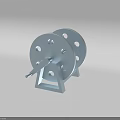 Gray Cable Reel With Circular Wheels Holes And Stand Base Structure 3d model