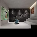Modern Luxury Display Space With Colorful Items Display Cabinets White Counter Chairs And Plants
