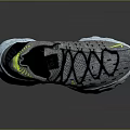 Nike Sports Shoes With Grey Knit Upper Yellow Accents And White Speckled Sole Crisscross Laces