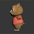 Cute Squirrel Shaped Stuffed Toy With Red T-shirt Brown Body Big Eyes And Pink Ears