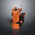 Futuristic Orange Mechanical Weapon Design Featuring Tower Platform And Heavy Duty Structure 3d model