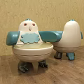 Adorable Bird Shaped Children's Chair with Blue Armrests White Seat and Cute Face