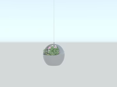 Hanging White Bonsai Potted Plant With Green Foliage For Indoor Decor 3d model