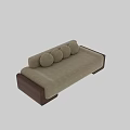 Modern Sofa Set With Beige Fabric Wooden Frame And Round Pillows 3d model