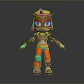 Cute 3D Cartoon Character With Orange Fur Colorful Goggles And Green Outfit