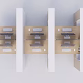 Multiple Modern Office Desks Interior Design with Wooden Tabletops and White Cabinets