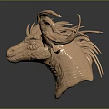 Golden Dragon Deer Head Sculpture Featuring Intricate Carving Details And Artistic Design