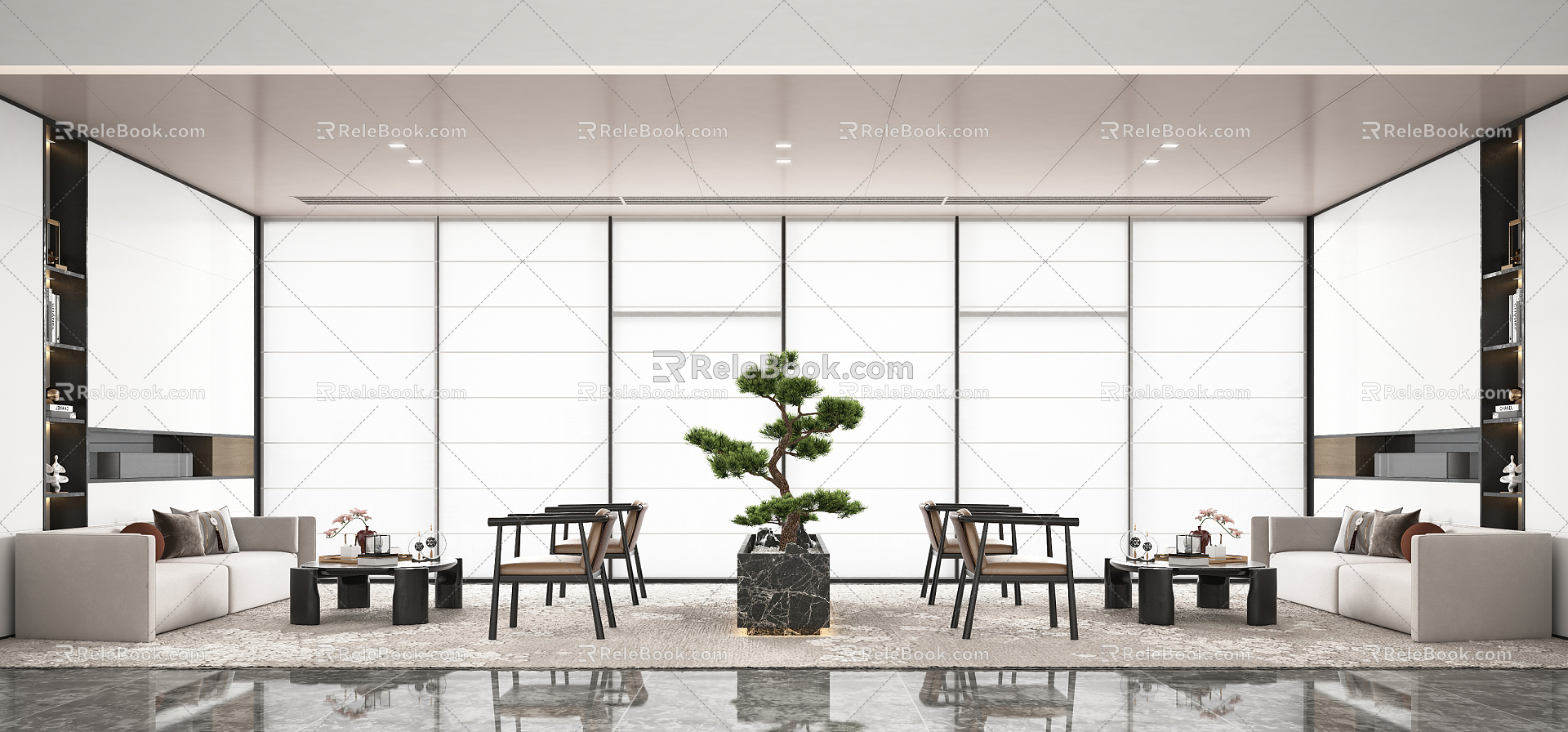 New Chinese Reception Area Hotel Rest Area 3d model