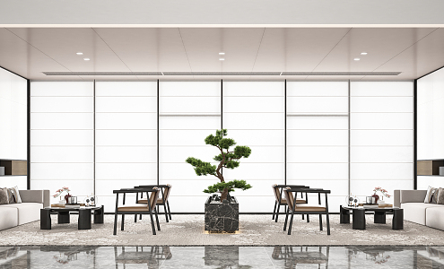 New Chinese Reception Area Hotel Rest Area 3d model