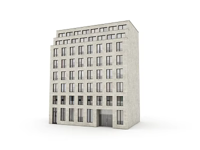 Modern Multi Floor Building With Light Exterior Symmetrical Design And Numerous Windows 3d model