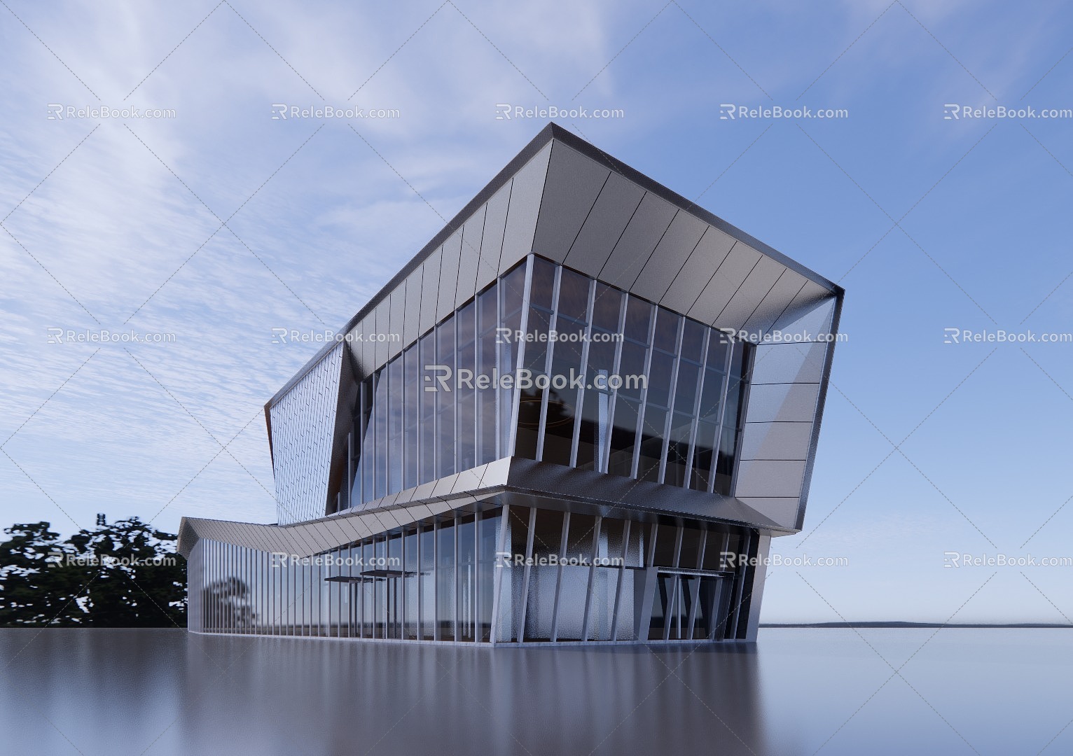 Modern Sales Office Building Exhibition Hall 3d model