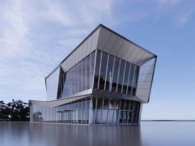 Modern Sales Office Building Exhibition Hall 3d model