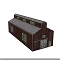 Old Red Wooden Barn Building With Weathered Siding White Doors And Gray Roof
