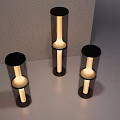 Modern Cylindrical Table Lamps With Black Base Transparent Shade And Warm Yellow Light