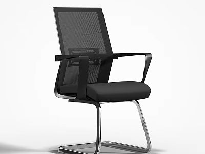 Modern Office Chair With Mesh Back Black Seat And Metal Armrests Frame 3d model