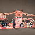 Traditional Commercial Street Design With Red Lanterns Stalls Pedestrians And Architecture