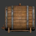 Traditional Wooden Barrel With Metal Hoops And Wooden Stopper For Home Storage