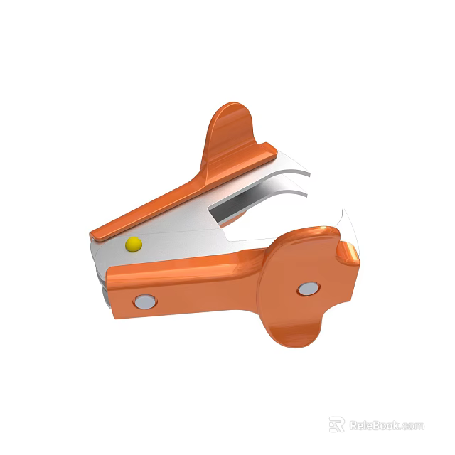 Orange And Silver Clamp Tool With Circular Components And Yellow Button 3d model 