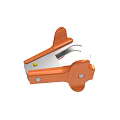 Orange And Silver Clamp Tool With Circular Components And Yellow Button
