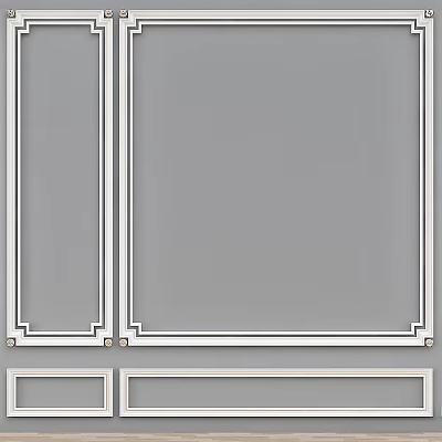 Modern Wall Decorative Components With White Borders And Rectangular Frames On Gray Background 3d model
