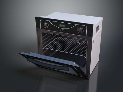Smart Computer Controlled Oven With Open Door Display Screen And Interior Rack 3d model